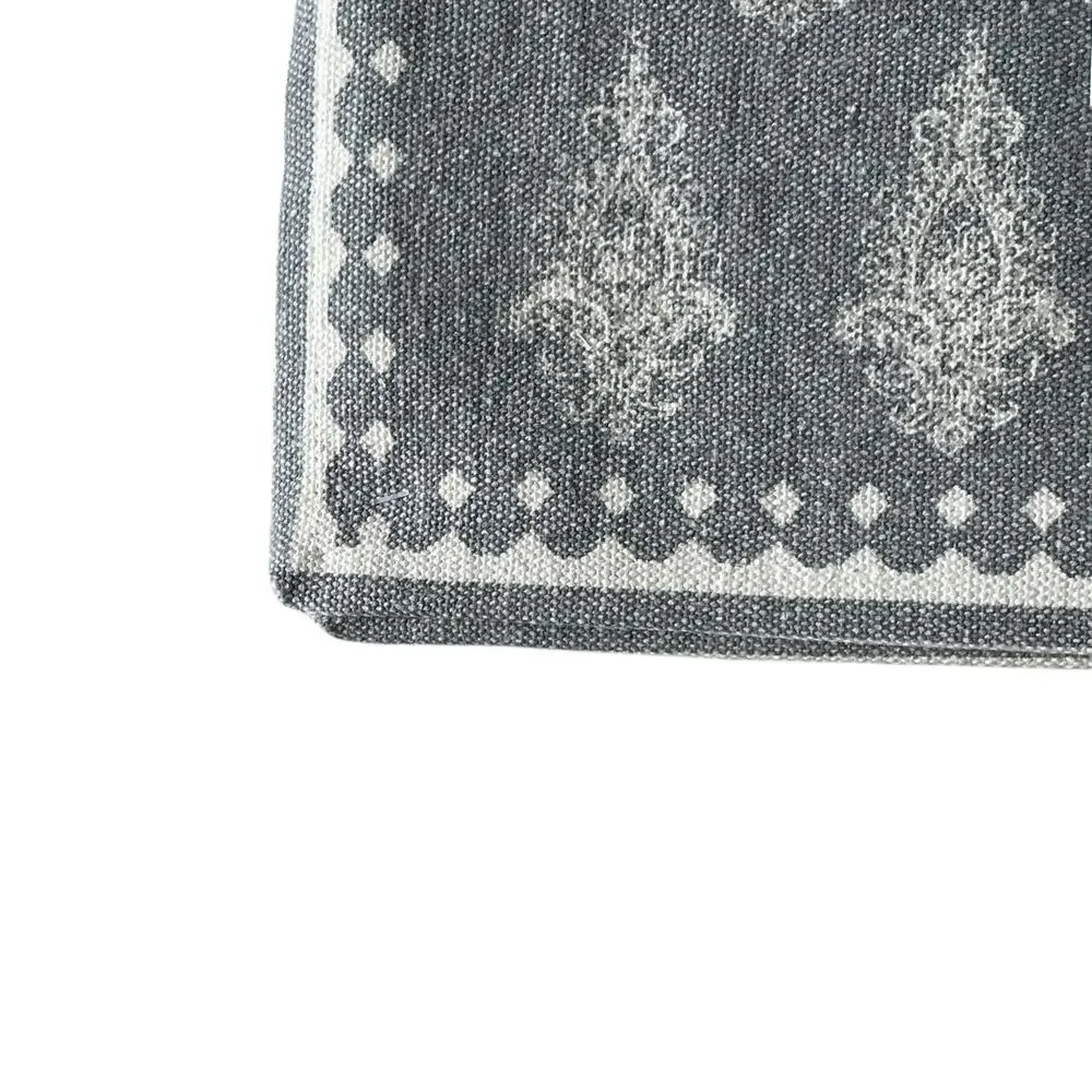 LR HOME Damask Print Placemats 13x19 Cotton Gray & Cream Set of 4 NEW